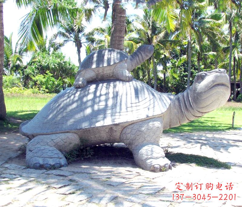 淄博乌龟母子石雕