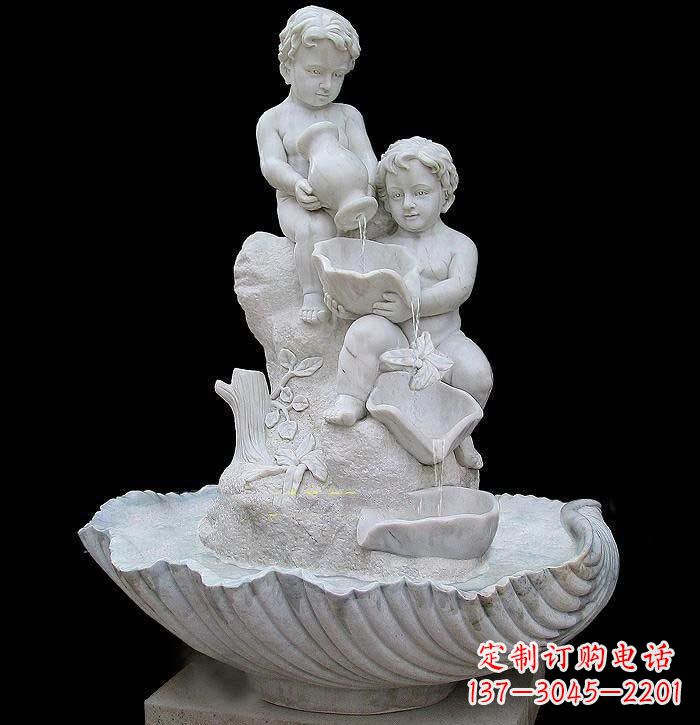 淄博西方儿童喷泉石雕