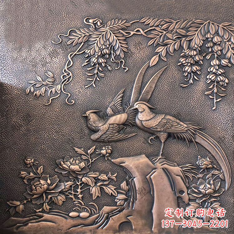 淄博喜鹊紫铜浮雕装饰画