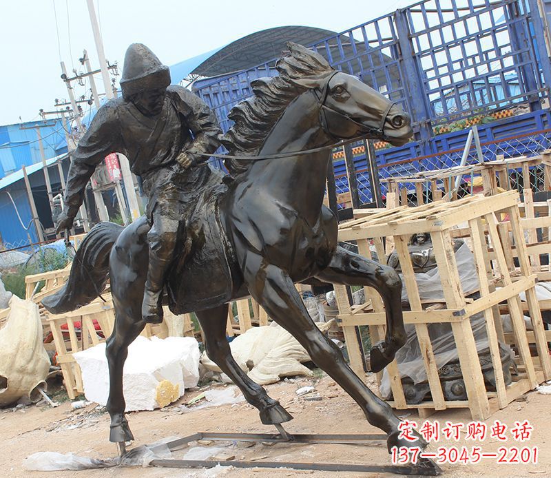 淄博现代骑马人物公园景观铜雕
