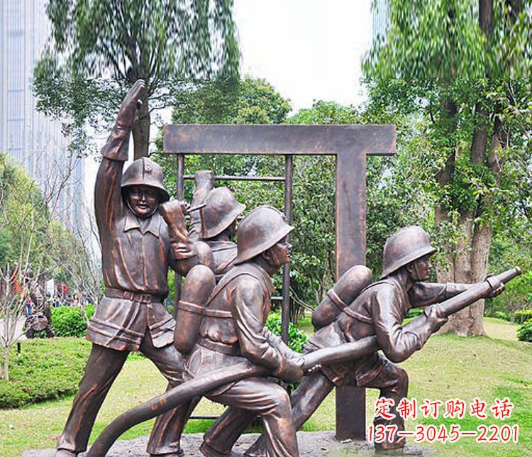 淄博消防员人物铜雕 (2)