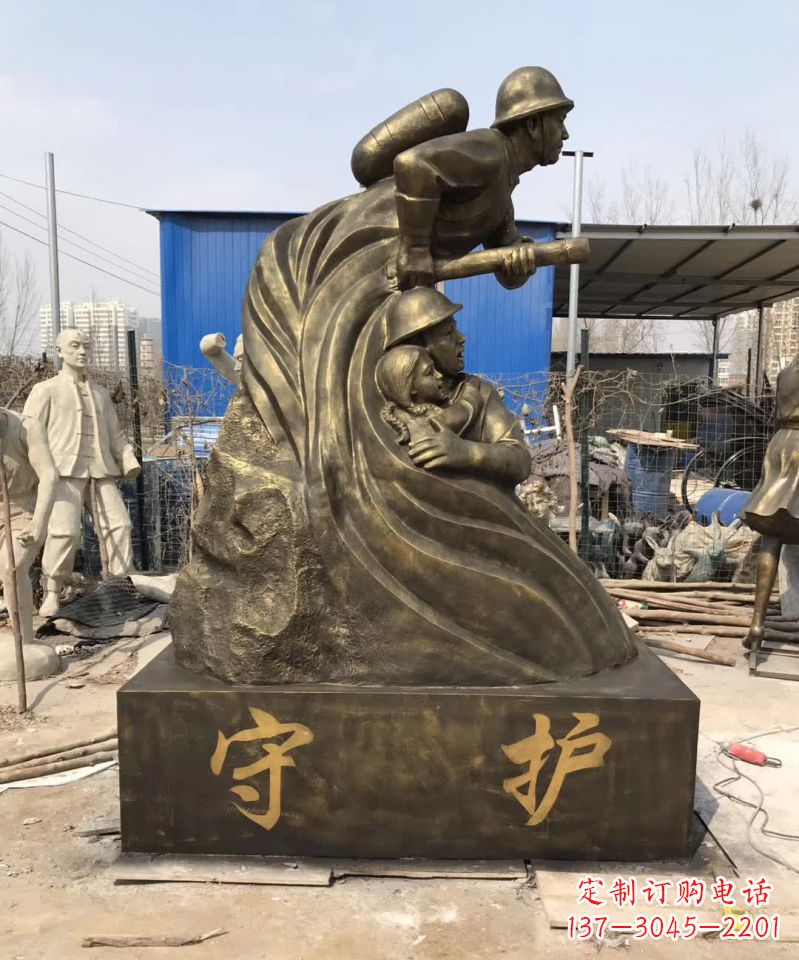 淄博消防员铜雕112