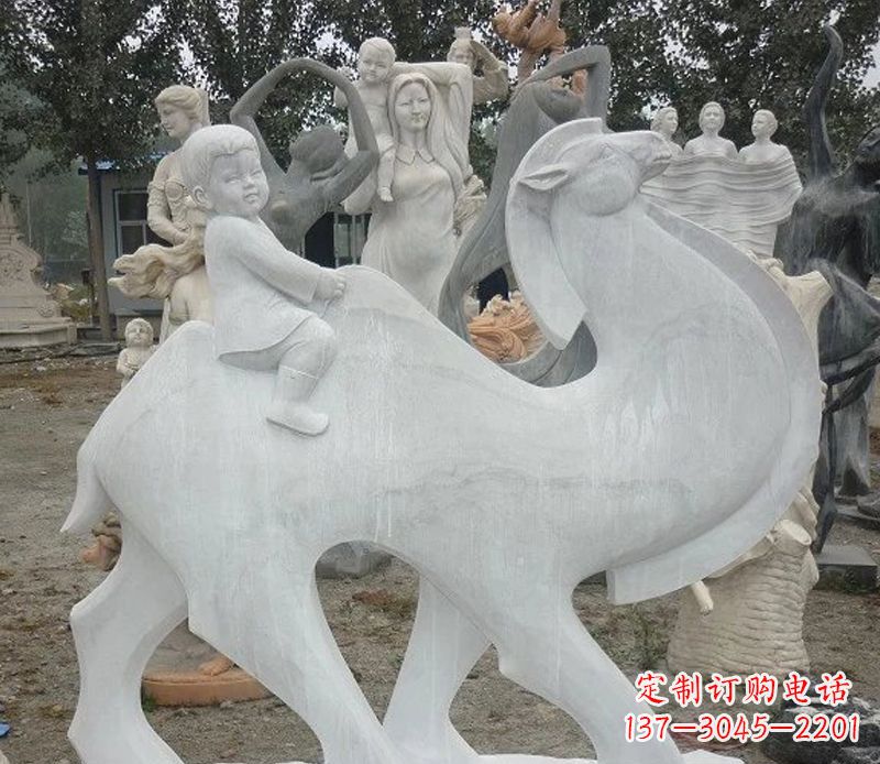淄博小孩骑骆驼石雕