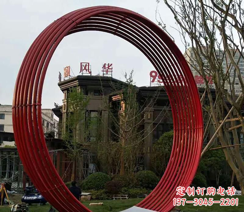 淄博小区不锈钢圆环景观雕塑