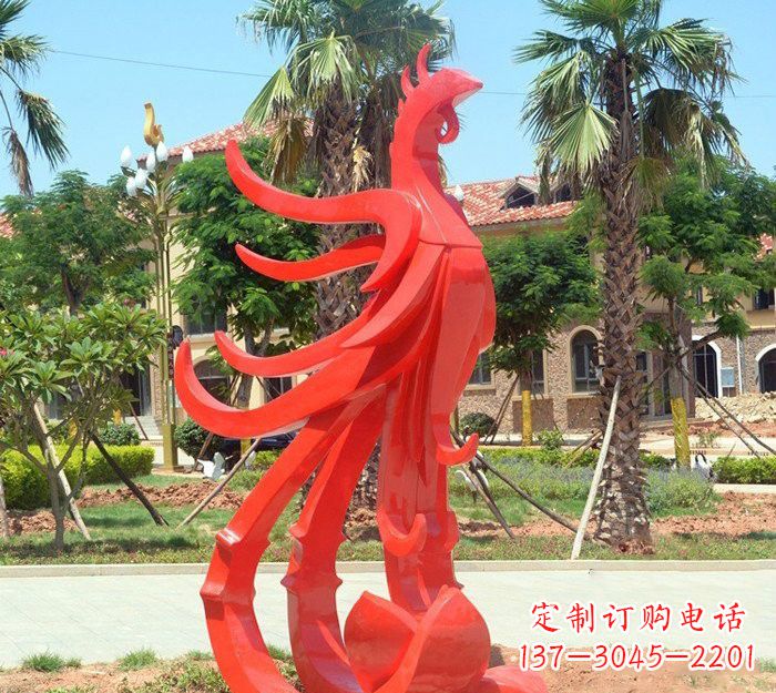 淄博小区抽象不锈钢凤凰雕塑