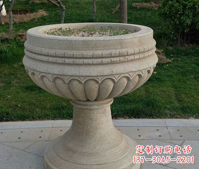 淄博小区大理石花盆摆件石雕