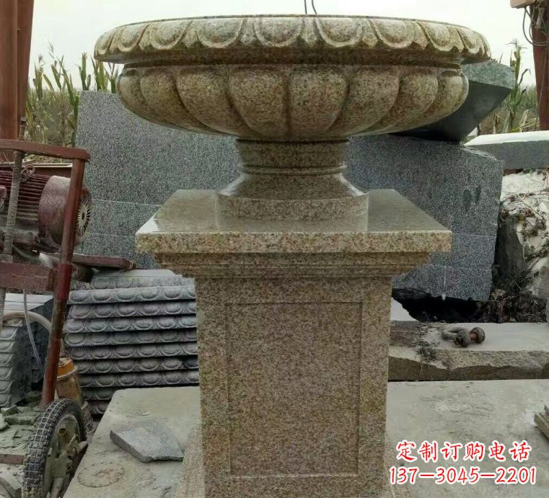 淄博小区花岗岩花盆雕塑