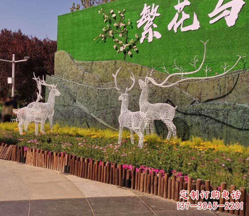 淄博小区景观不锈钢梅花鹿
