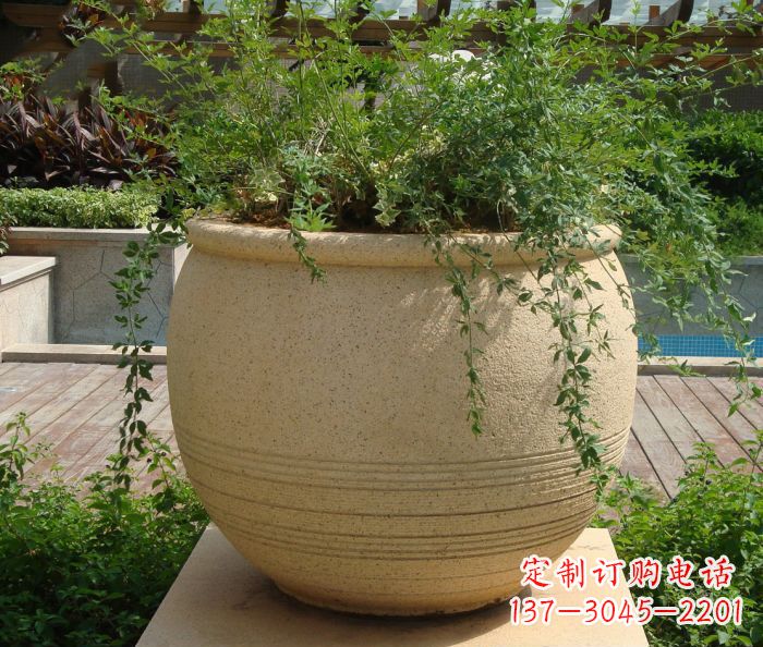 淄博小区景观大理石花盆石雕 (2)