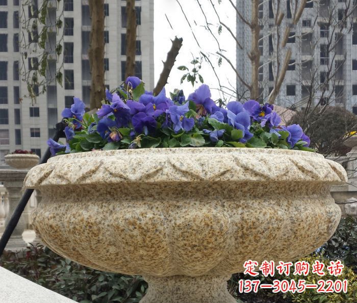 淄博小区景观大理石花盆石雕