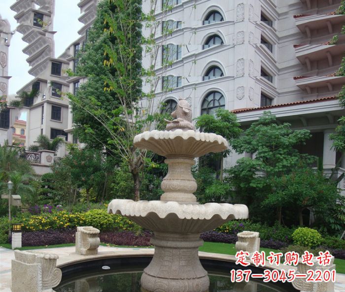淄博小区景观大理石鲤鱼喷泉石雕
