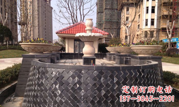 淄博小区景观大理石喷泉石雕 (3)