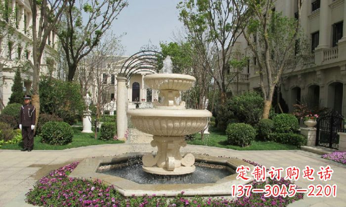 淄博小区景观大理石喷泉石雕 (7)