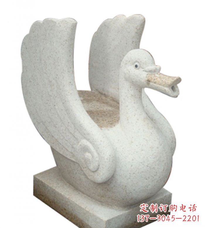 淄博小区景观大理石天鹅喷泉石雕 (2)