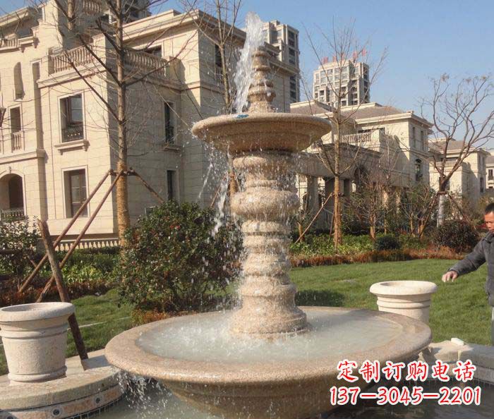 淄博小区景观多层喷泉石雕 (2)