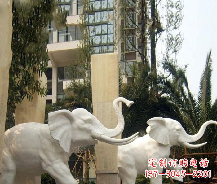 淄博小区景观汉白玉大象石雕