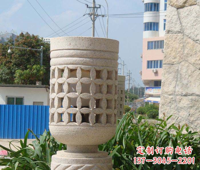 淄博小区景观镂空石灯石雕
