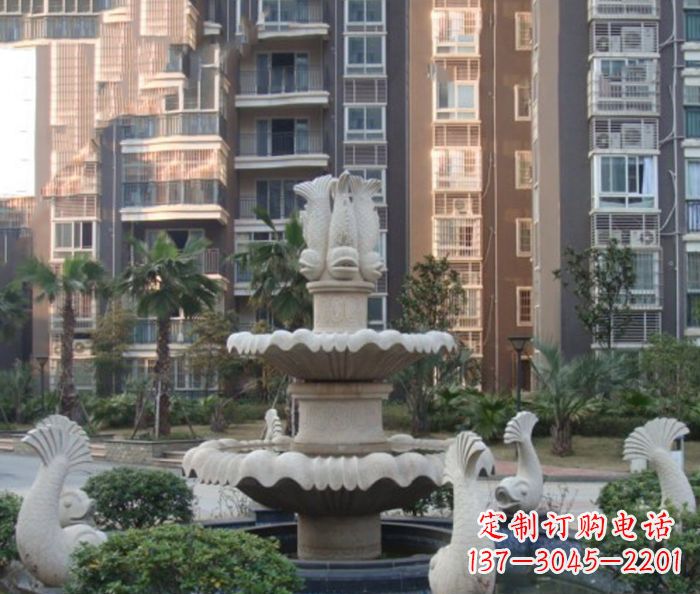 淄博小区景观鲤鱼喷泉石雕