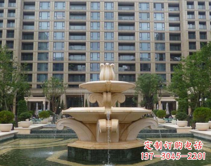 淄博小区景观晚霞红喷泉石雕 (2)