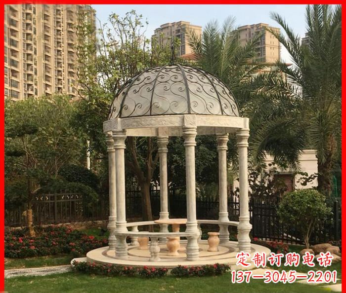 淄博小区欧式圆顶凉亭石雕 (2)