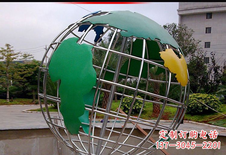 淄博校园不锈钢地球仪造型雕塑