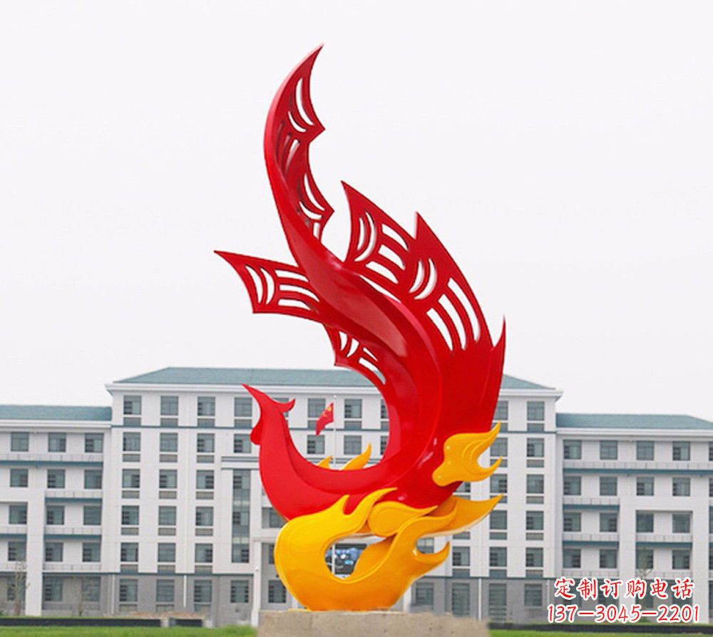 淄博校园不锈钢凤凰浴火雕塑