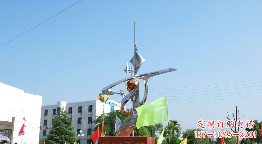淄博校园不锈钢马踏飞燕地球雕塑