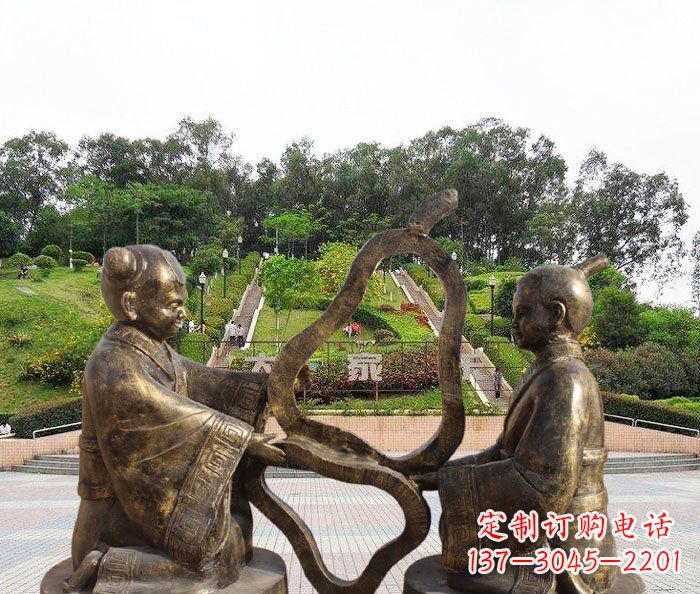 淄博校园抽象孔融让梨铜雕