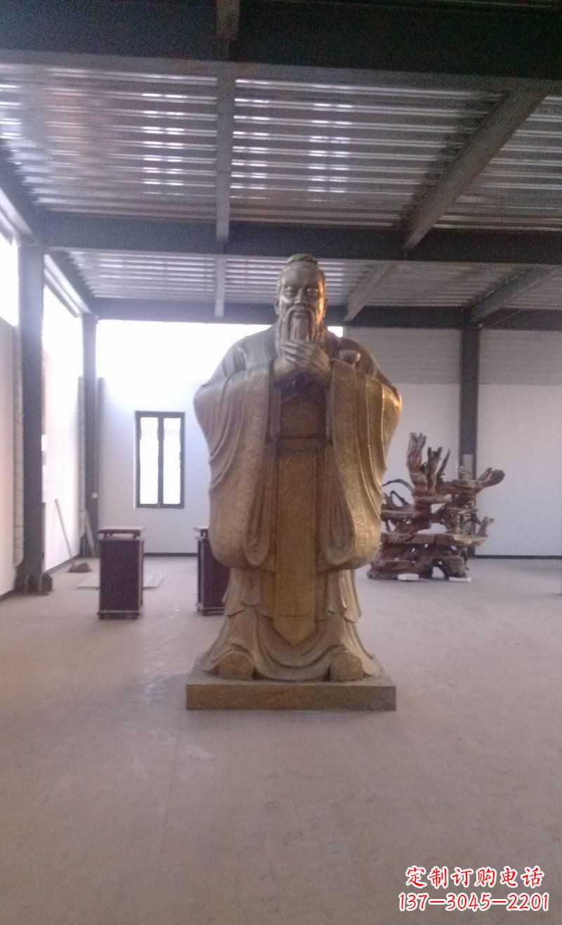 淄博校园仿铜老子玻璃钢名人雕塑