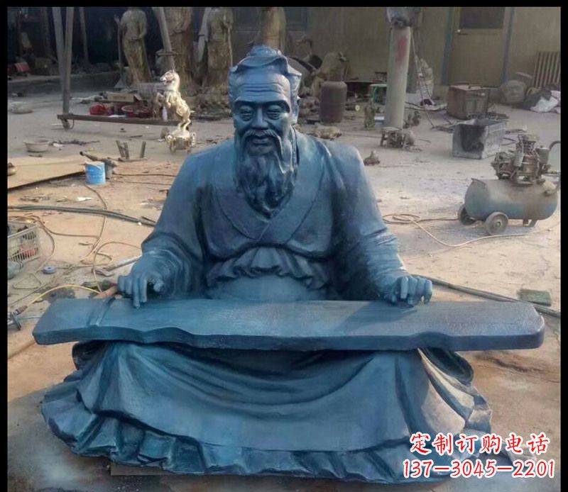 淄博校园孔子弹琴铜雕