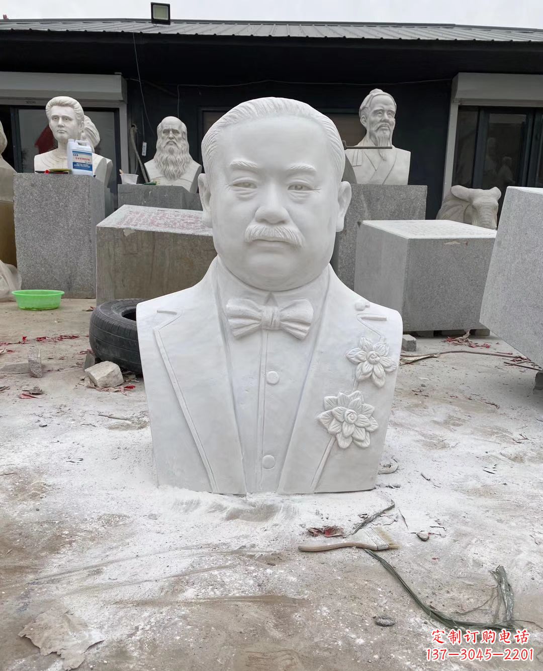 淄博校园名人詹天佑头像石雕