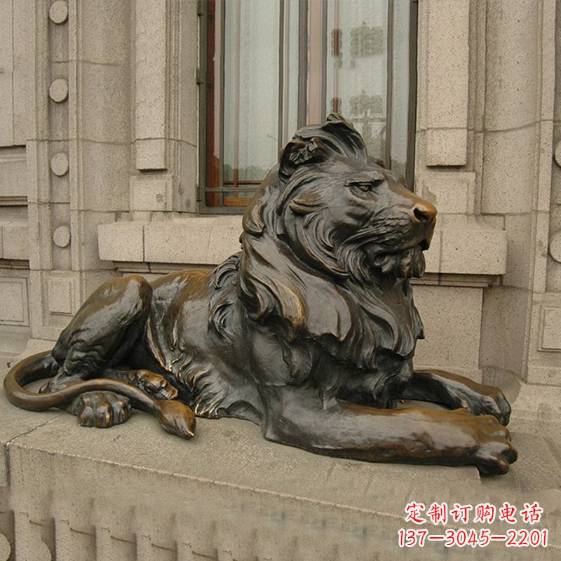 淄博银行大门铜雕港币狮子看门动物雕塑