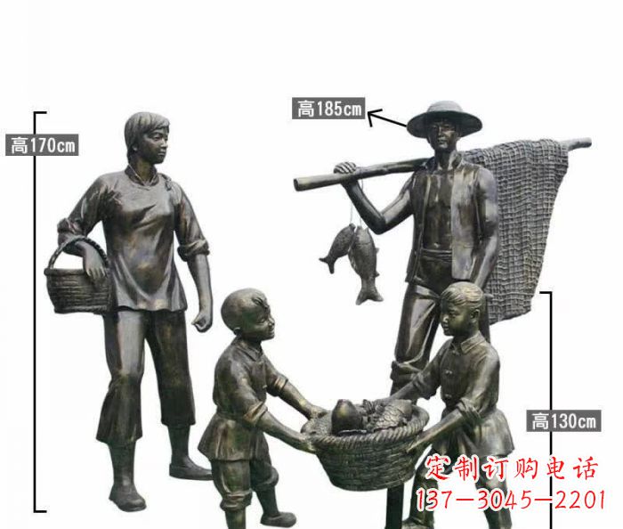 淄博渔夫捕鱼民俗铜雕 (3)