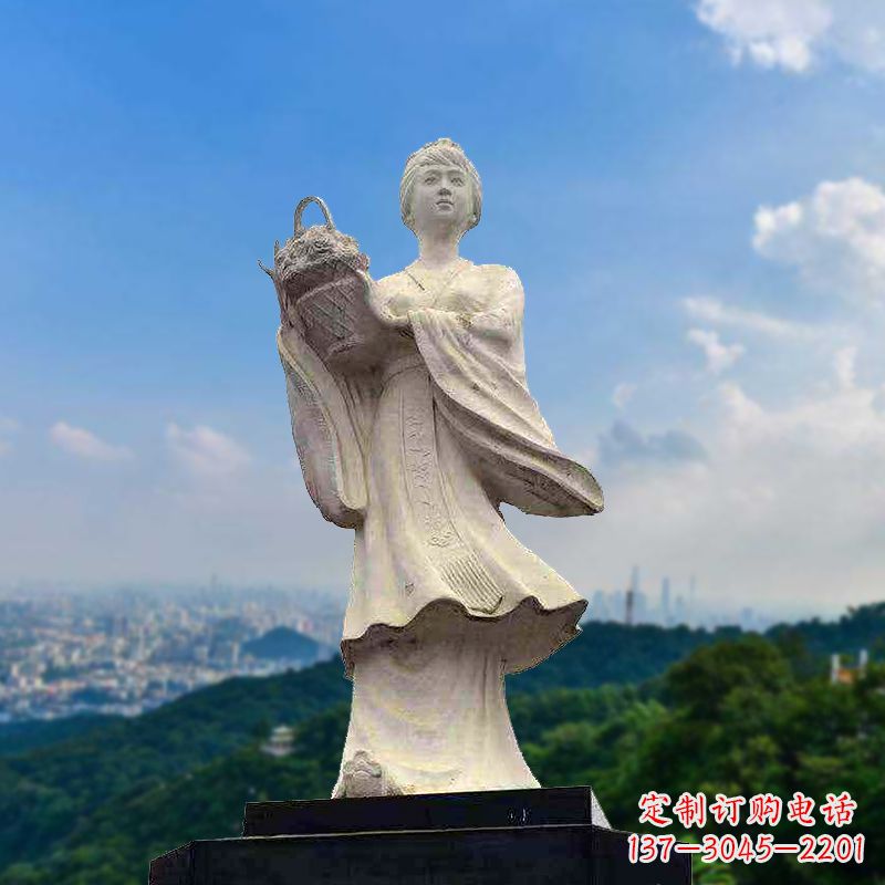 淄博虞姬景观石雕像-景区园林古代美女雕塑