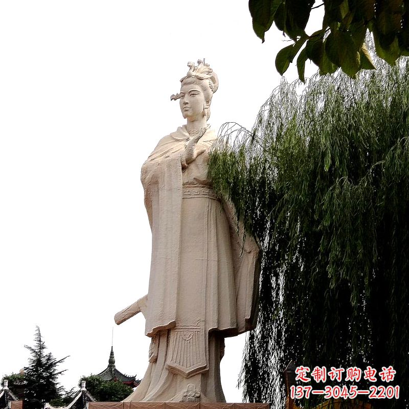 淄博虞姬砂岩石雕-景区园林古代人物著名美女雕像
