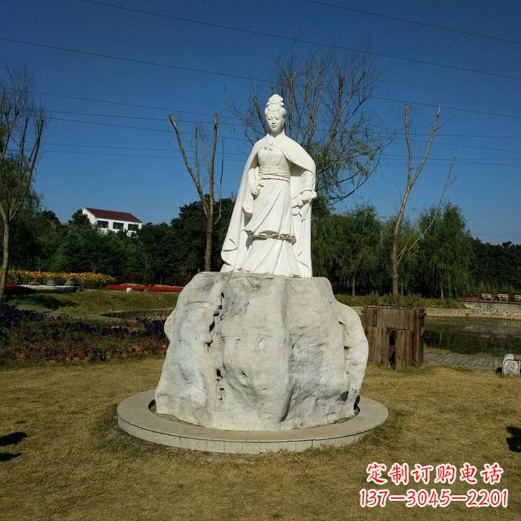 淄博虞姬石雕塑-公园历史名人楚汉时期美女雕像
