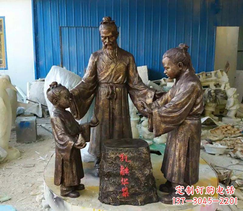 淄博寓言故事孔融让梨人物铜雕