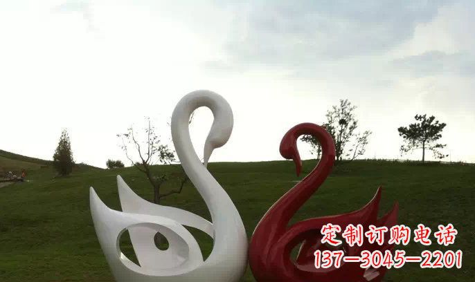 淄博园林不锈钢抽象天鹅雕塑