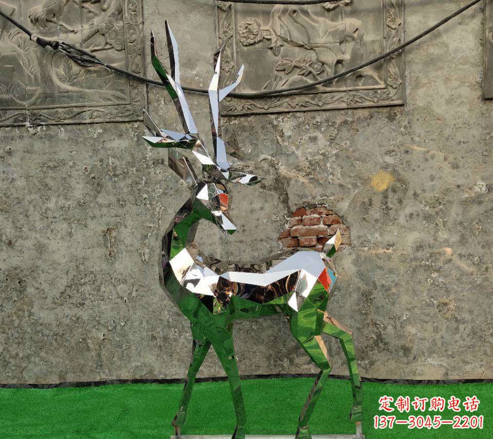 淄博园林不锈钢抽象小鹿雕塑