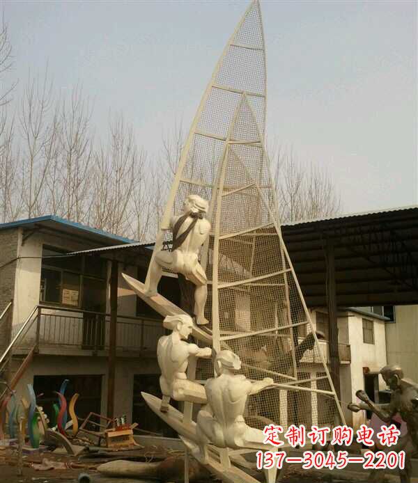 淄博园林不锈钢帆船景观雕塑
