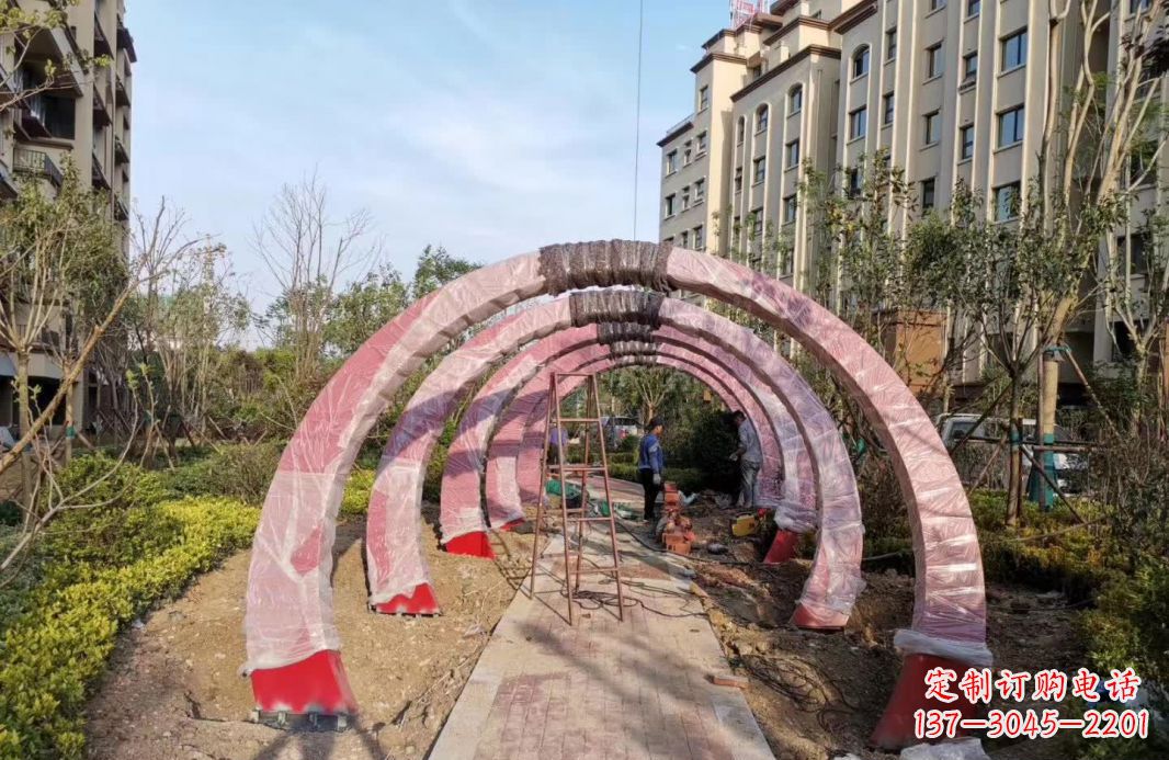 淄博园林不锈钢拱门景观雕塑
