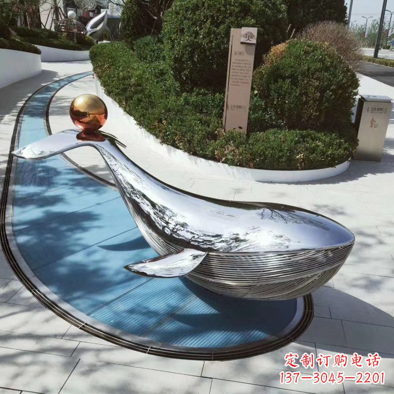 淄博园林不锈钢海豚景观摆件