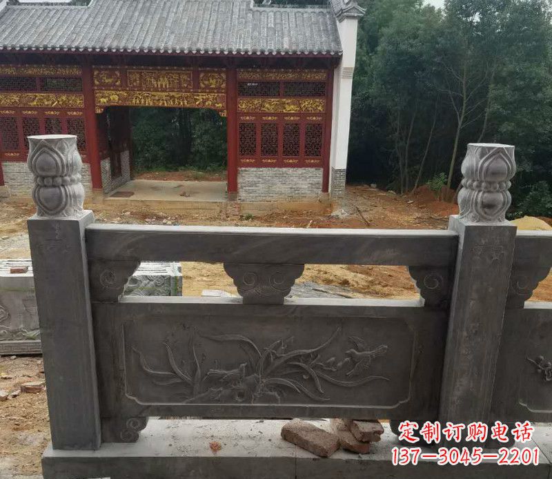 淄博园林仿古兰花石浮雕栏板景观石雕