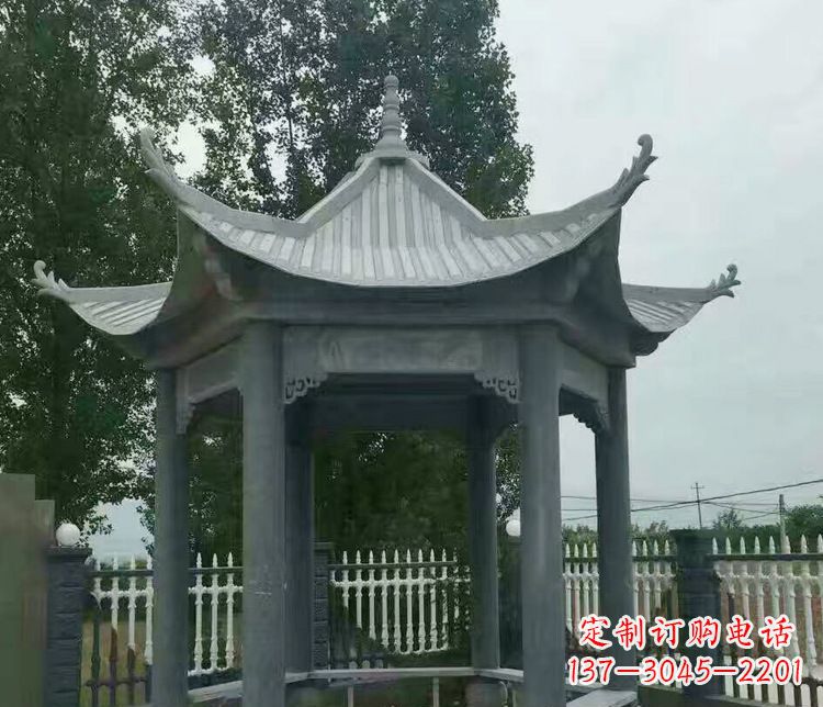 淄博园林仿古石凉亭景观石雕 (2)