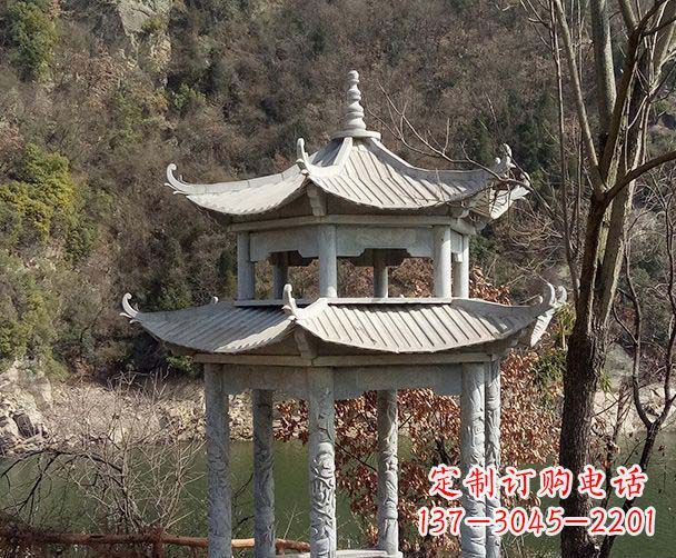 淄博园林仿古双层石雕凉亭