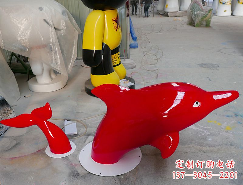 淄博园林广场创意海豚入水出水雕塑摆件