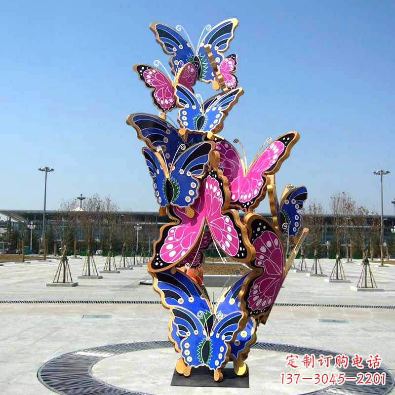 淄博园林广场蝴蝶不锈钢动物景观雕塑