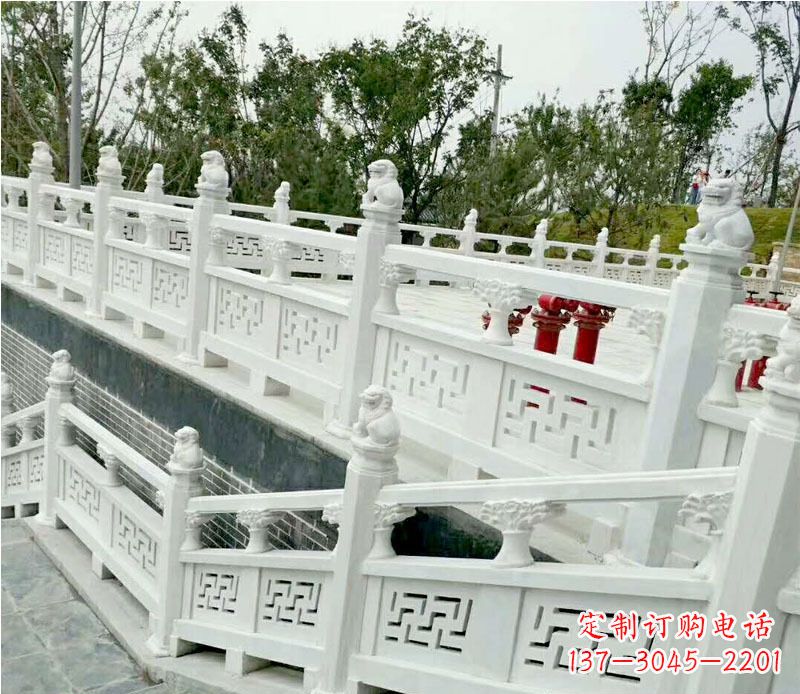 淄博园林汉白玉栏板景观石雕 (2)