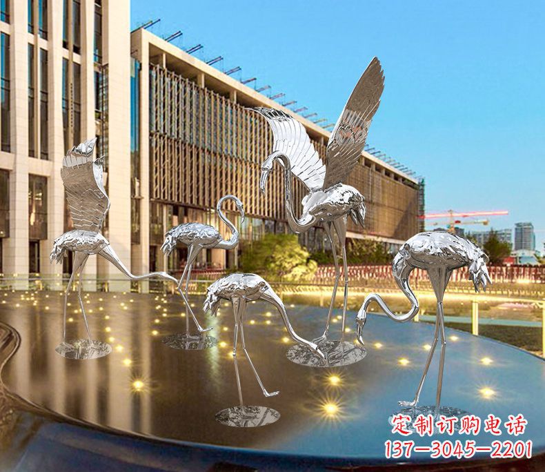 淄博园林火烈鸟不锈钢雕塑