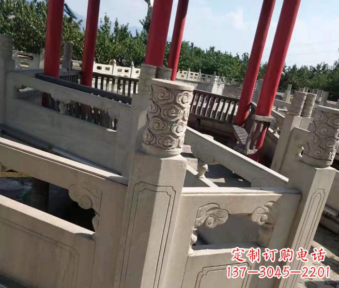 淄博园林景观大理石桥栏板石雕 (3)